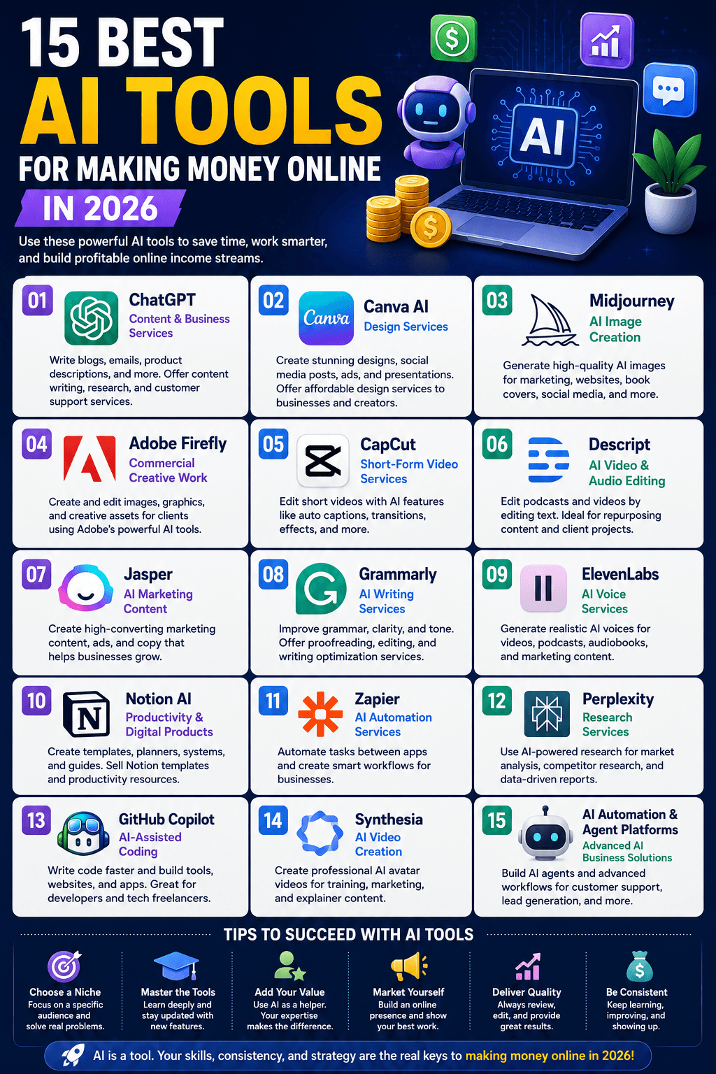 15 Best AI Tools for Making Money Online in 2026