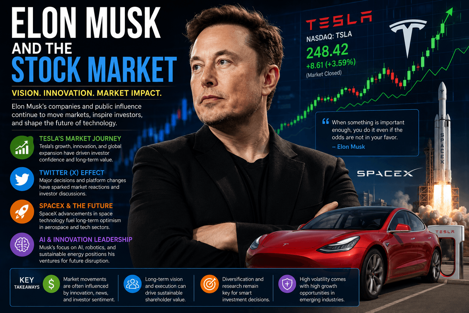 Elon Musk's Influence on the Stock Market: Innovation, Investor Sentiment, and Market Volatility