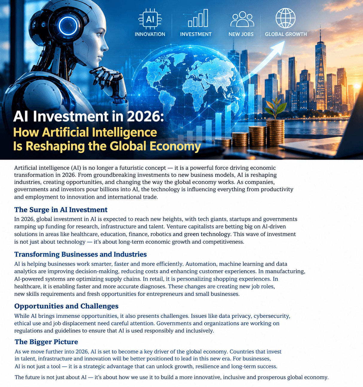 AI Investment in 2026: How Artificial Intelligence Is Reshaping the Global Economy